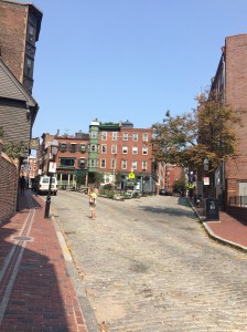Outside Paul Revere's House in the North End.